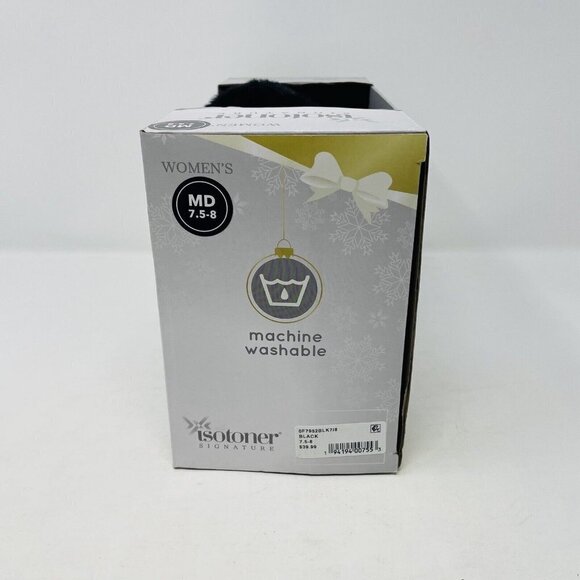 Isotoner Womens 7.5/8 Velour Boxed Clog Slippers Faux-Fur Trim in Black $40 139 - Picture 9 of 9